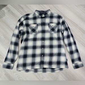 Men's Black and White Plaid Shirt